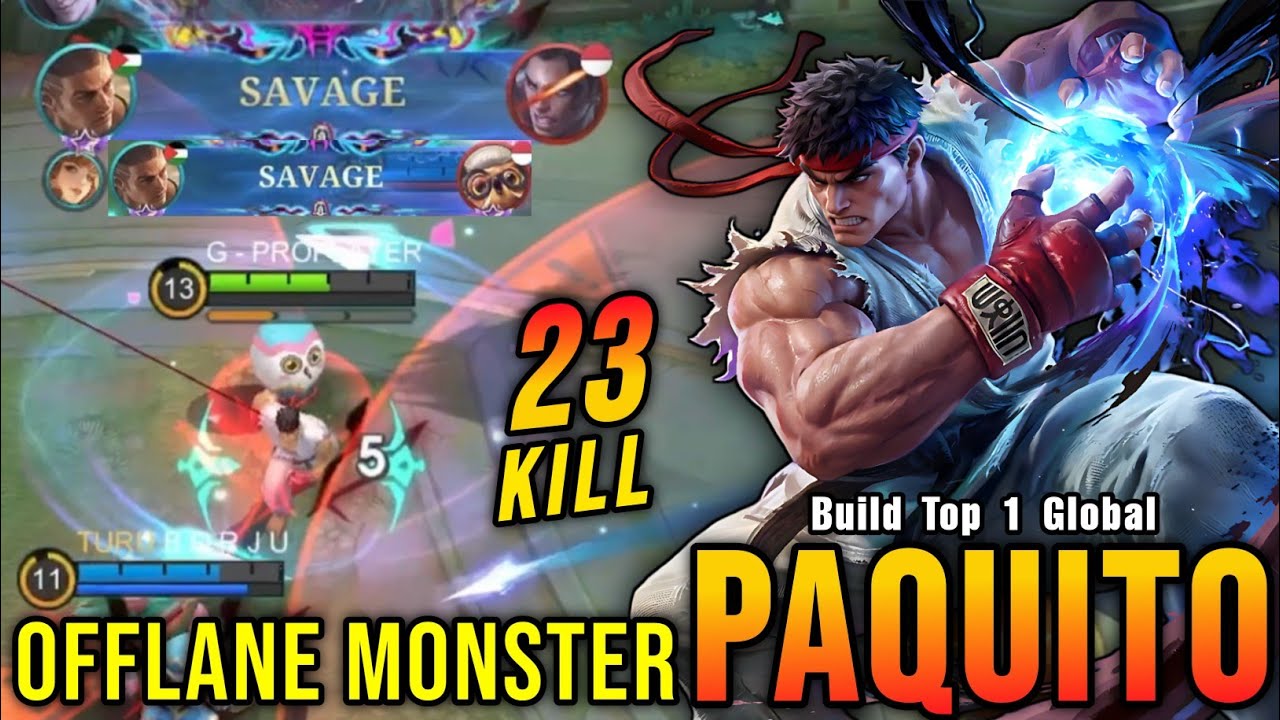 2x SAVAGE!! Paquito STREET FIGHTER Skin Offlane Monster!! - Build Top 1 Global Paquito ~ MLBB