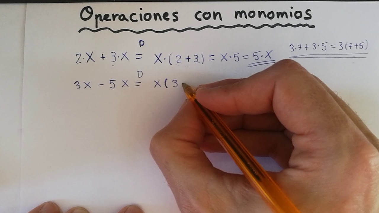 Las operaciones con monomios explicadas con propiedades.