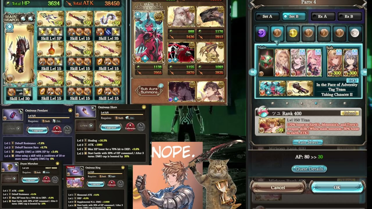 nm 200 with olivia and sarasa 150, 3 turns, 19 buttons 2 summons (1:20 cler eu ping)