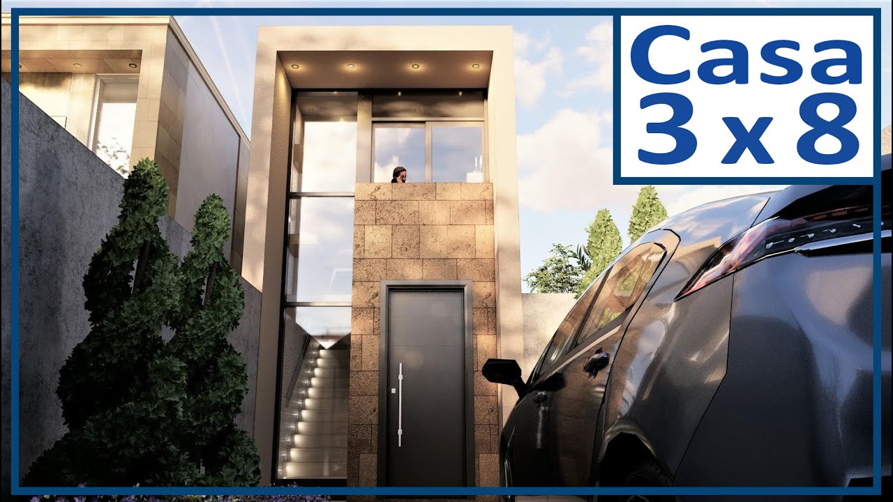 CASA PEQUEÑA DE DOS PISOS 3 x 8 - Casas Angostas de 2 Plantas 3x8 metros - Balcón - Dos Dormitorios
