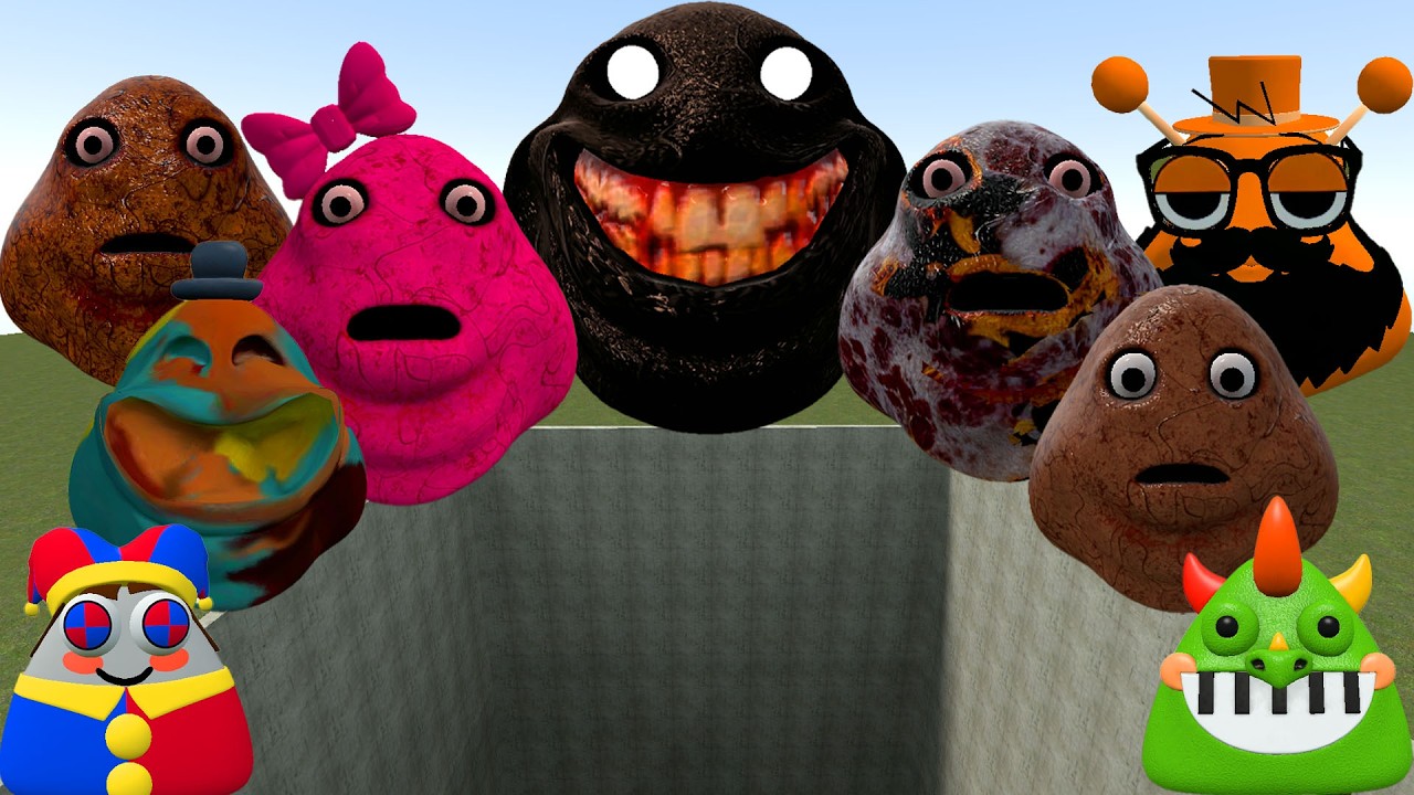 😱SPARTAN KICKING POU BOU FAMILY FROM BOU'S REVENGE Of POU and SPRUNKI POU in LAVA HOLE Garry's Mod!