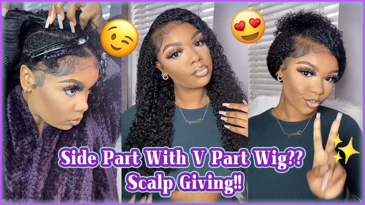 Scalp Giving🥺 Trying Side Part With Glueless V Part Wig! Beginner Friendly Wig Install 
