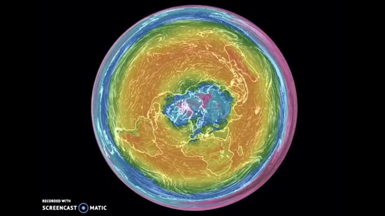 Azimuthal Equidistant Temperature & Wind Map