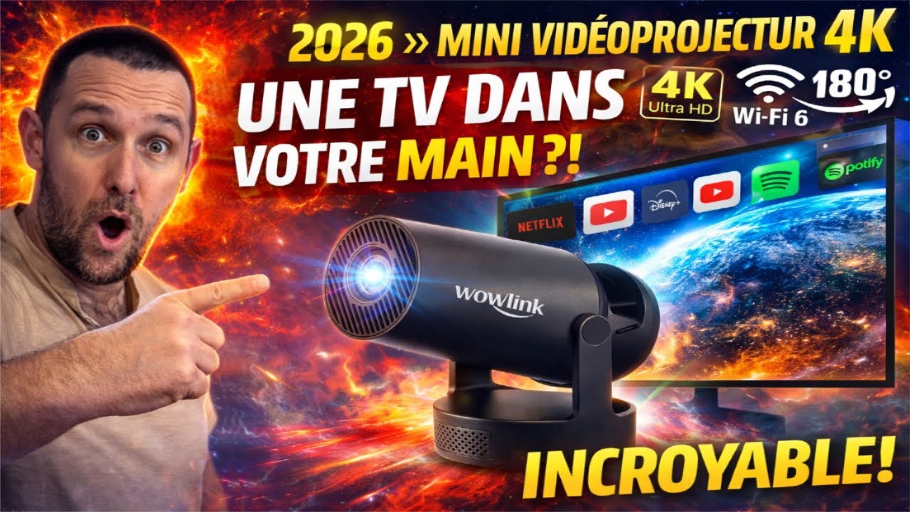 😱 Ce mini vidéoprojecteur 4K remplace une TV ?! WiFi 6 + rotation 180° TEST