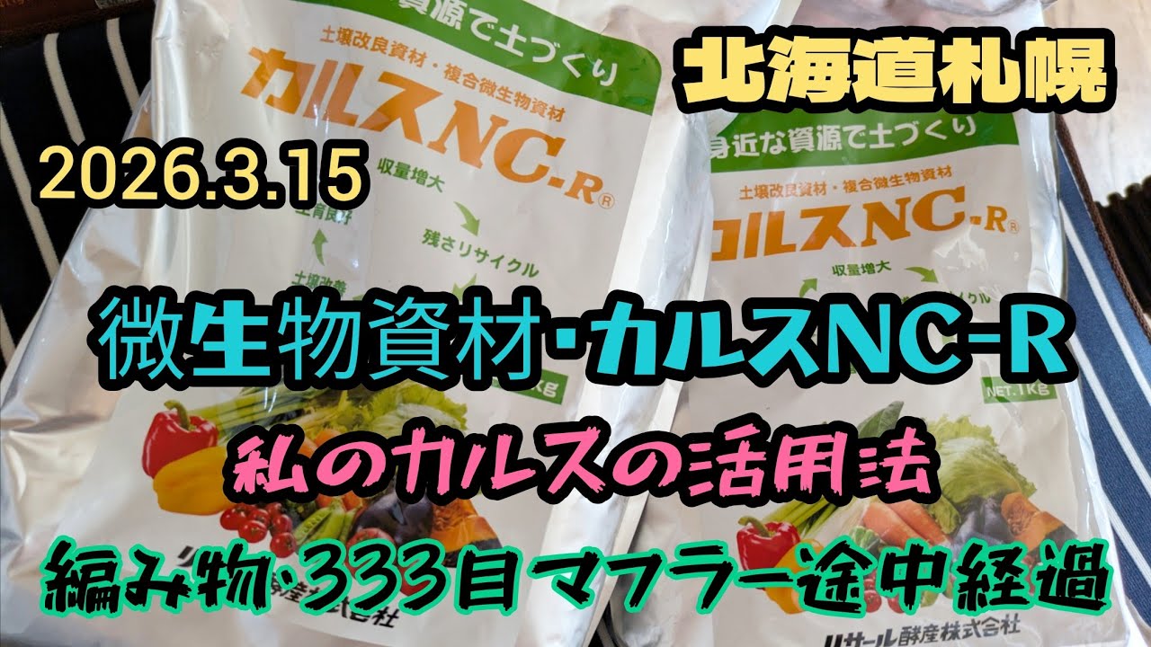 北海道札幌〜「微生物資材・カルスＮＣ-Ｒを買って来ました」＆「作り目333目の途中経過・手紡糸マフラー」