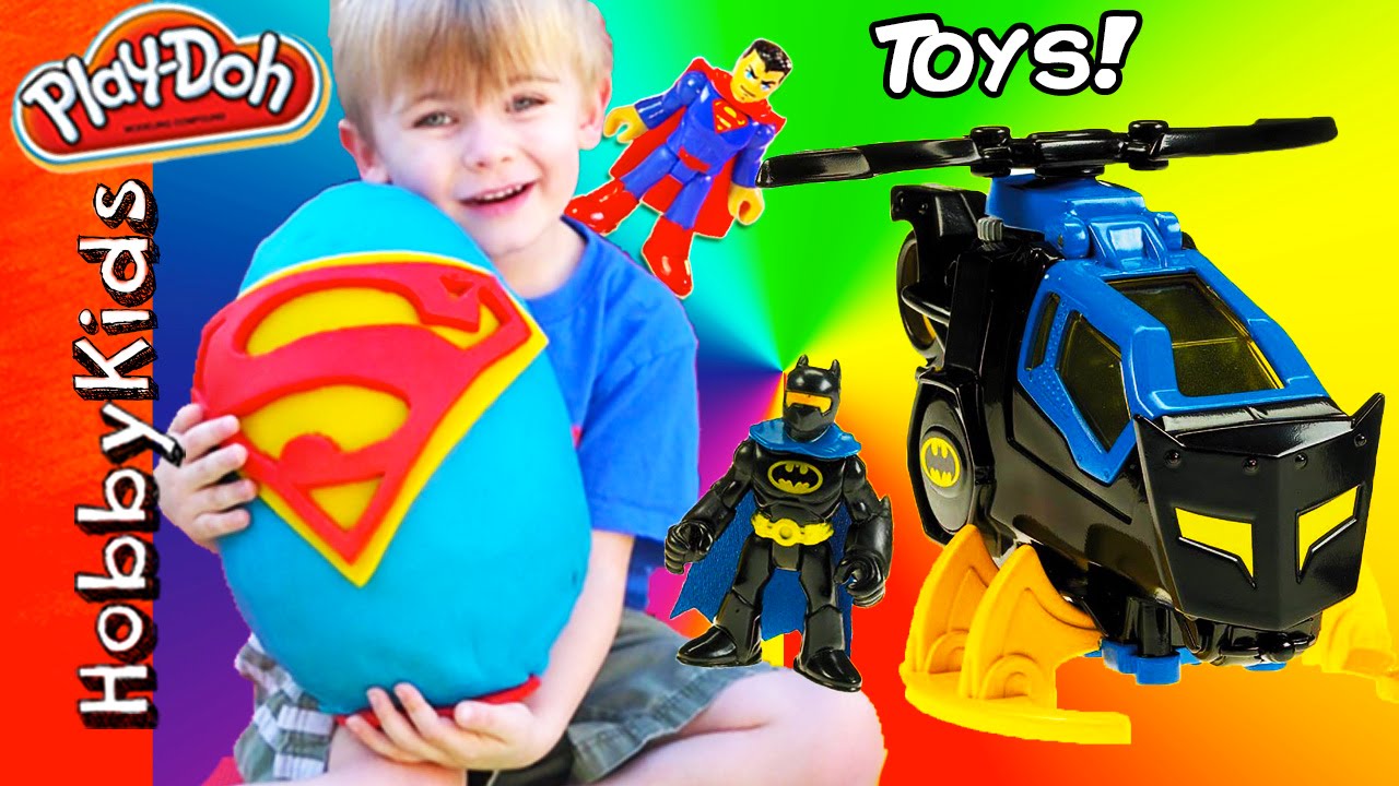 Giant SUPERMAN Surprise Egg! Batman Toys + Superhero Surprise Eggs. Imaginext Fun HobbyKidsVids