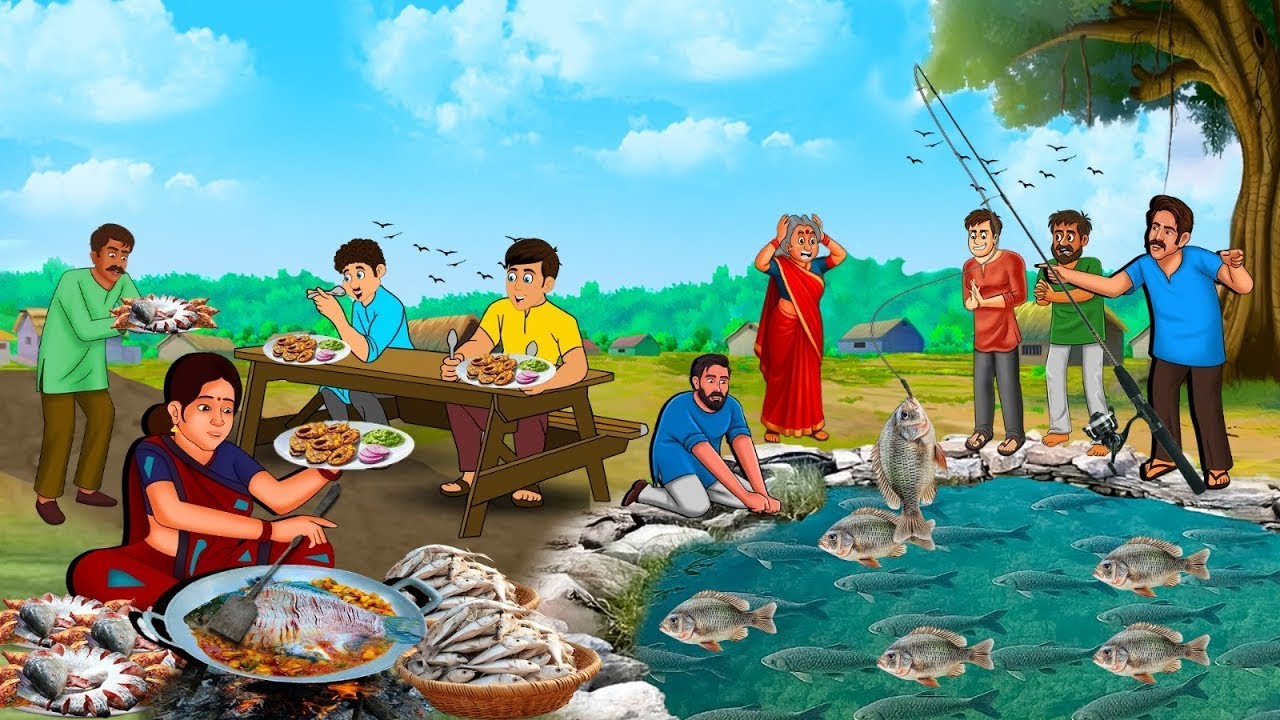 मछली पकड़ने और पकाने वाली | Hindi Kahani | cartoon story | Hindi Story | New Hindi Kahaniya