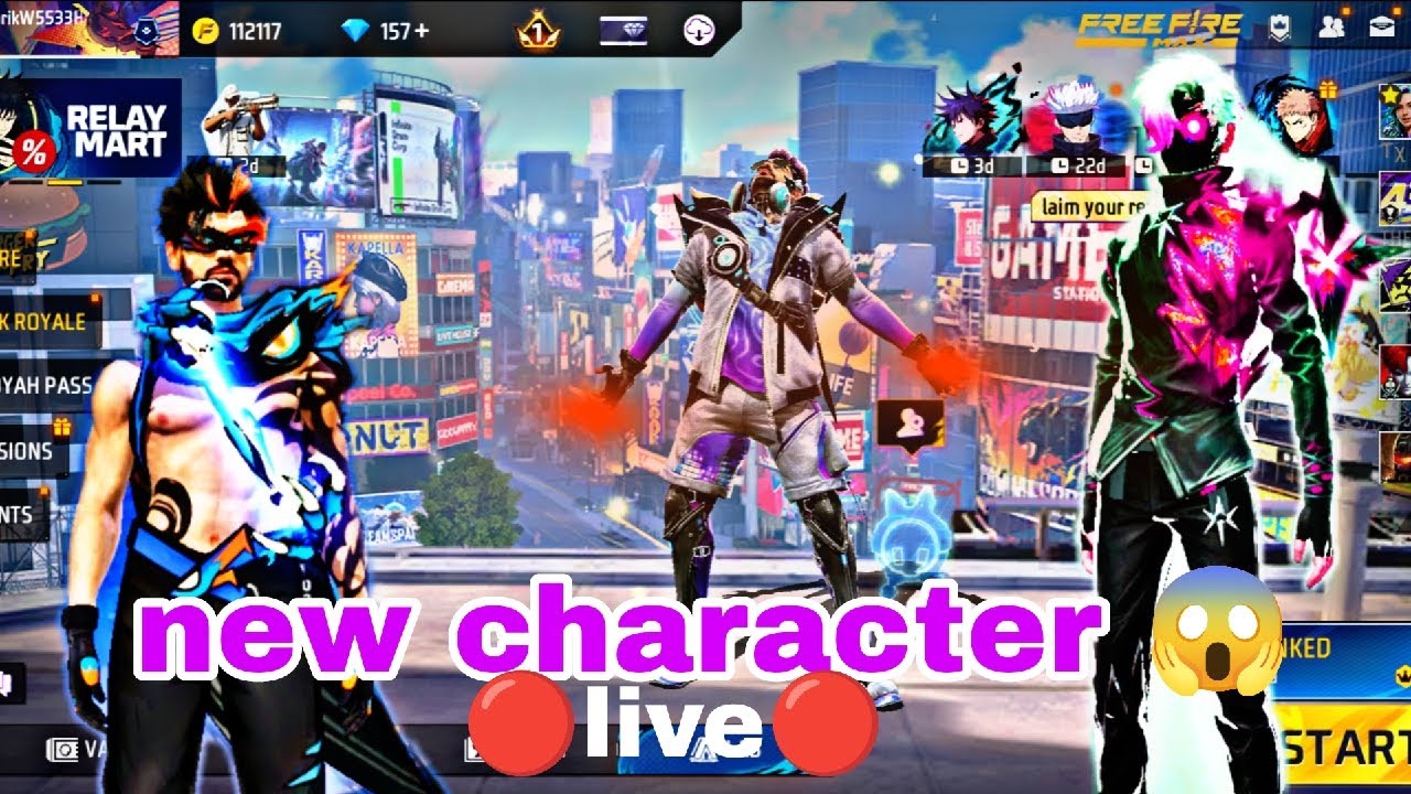 FREE FIRE  🔴live🔴 unlock. new character 😱 filmgang05 live new