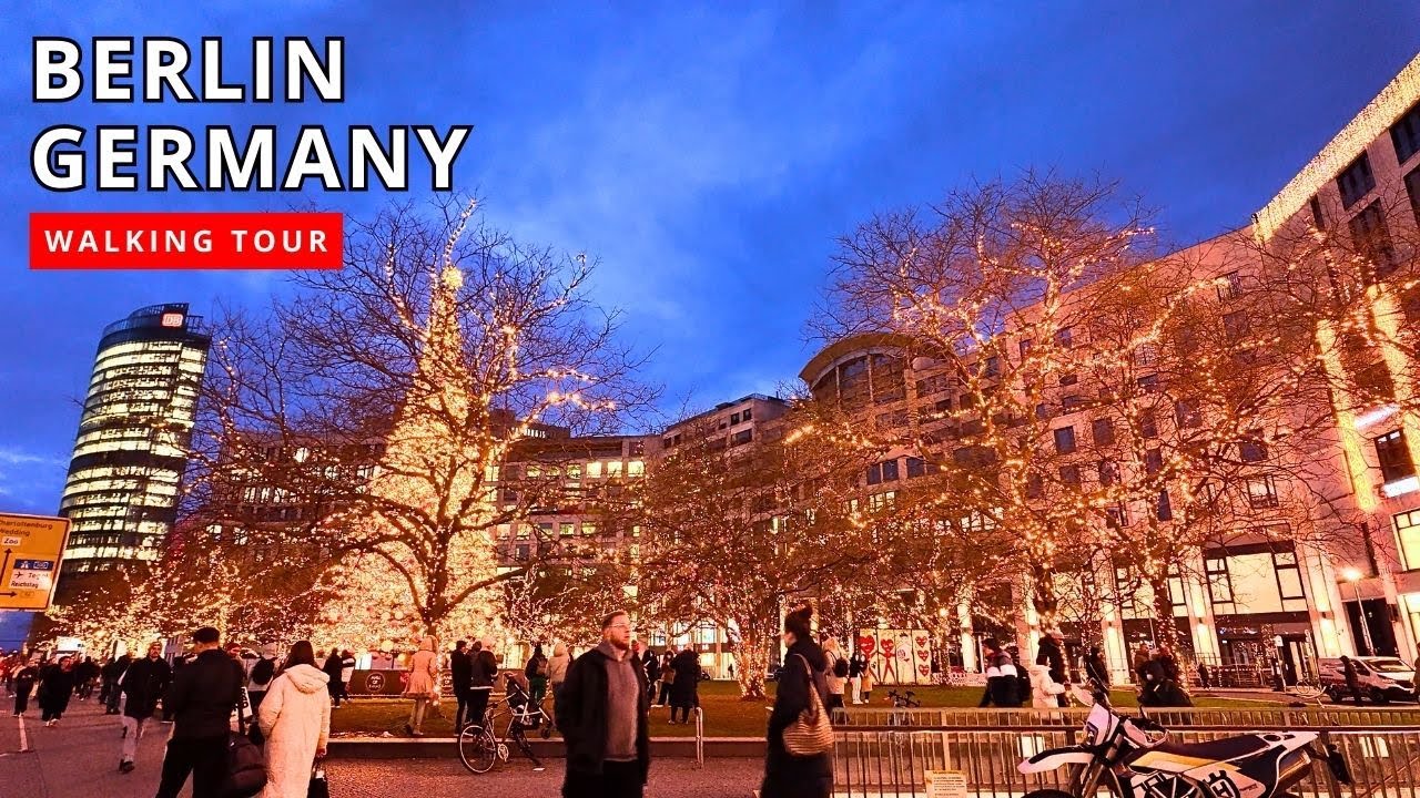 GERMAN WALKING TOUR 🇩🇪 WALK THE STREETS OF BERLIN 🎄Friedrichstraße - Potsdamer Platz 🎅🏻❄️[4K/60fps]