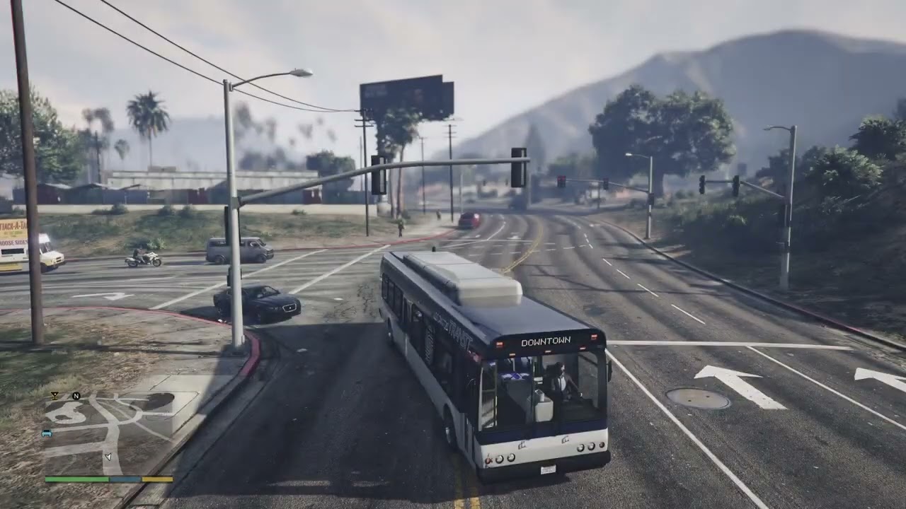 GRAND THEFT AUTO STORY MODE HANGING OUT WITH FRANKLIN AND DRIVING A BUS BEFORE SUNRISE