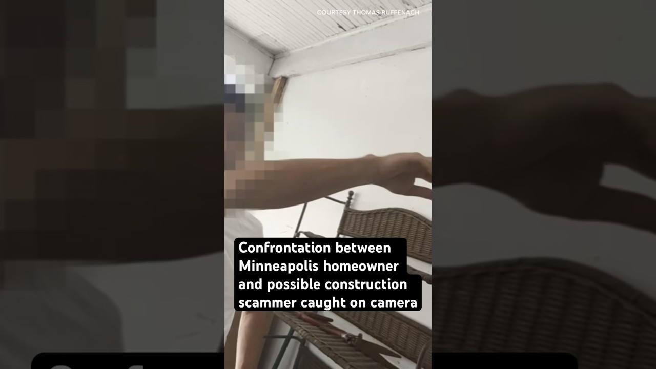 Minneapolis homeowner records confrontation with possible roof construction scammer #kare11 #shorts