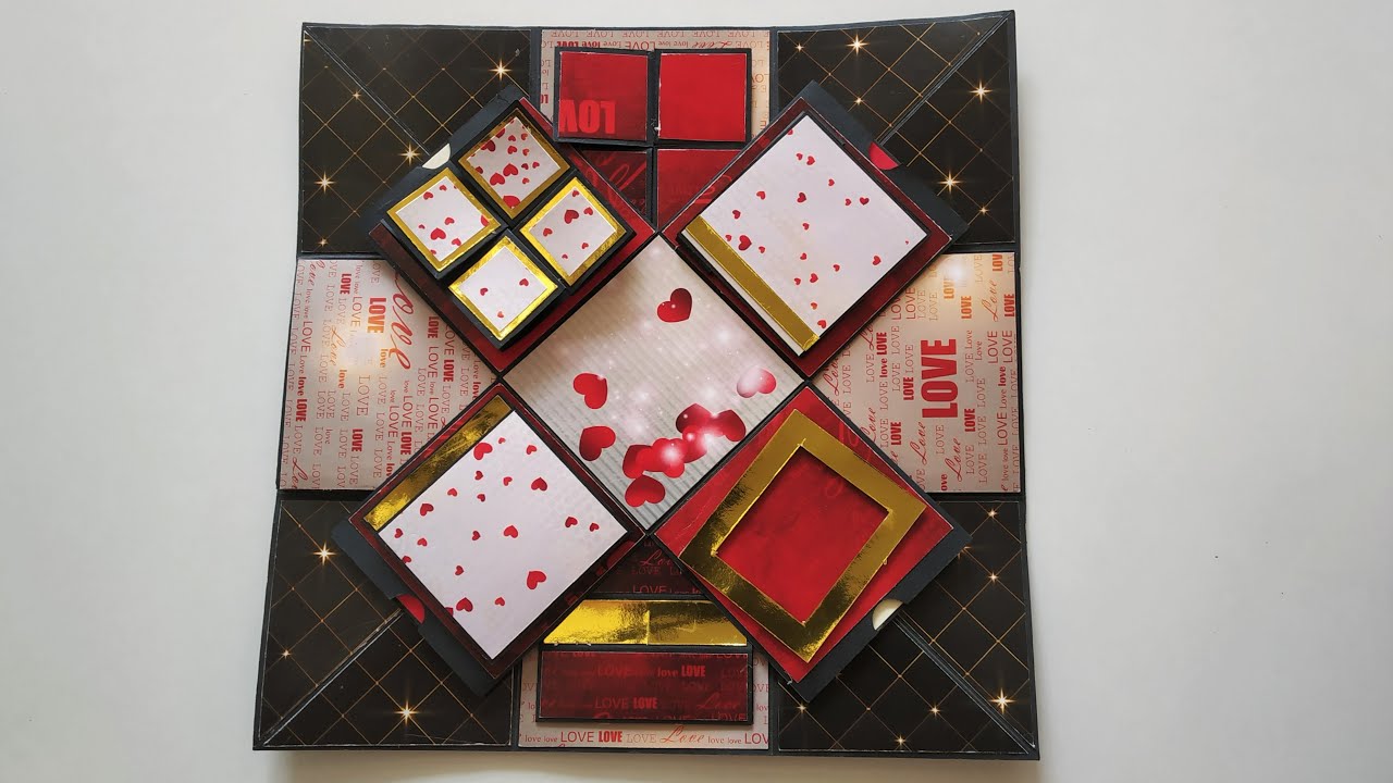 Square Explosion Box Tutorial | Love Box | Valentine Day Card Ideas Gift | By Crafts Space