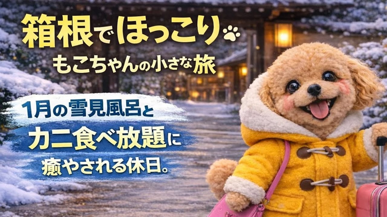 箱根でほっこり🐾もこの小さな旅。雪見風呂とカニ食べ放題に癒やされる休日。Cozy Hakone 🐾 Snowy Hot Springs & Crab
