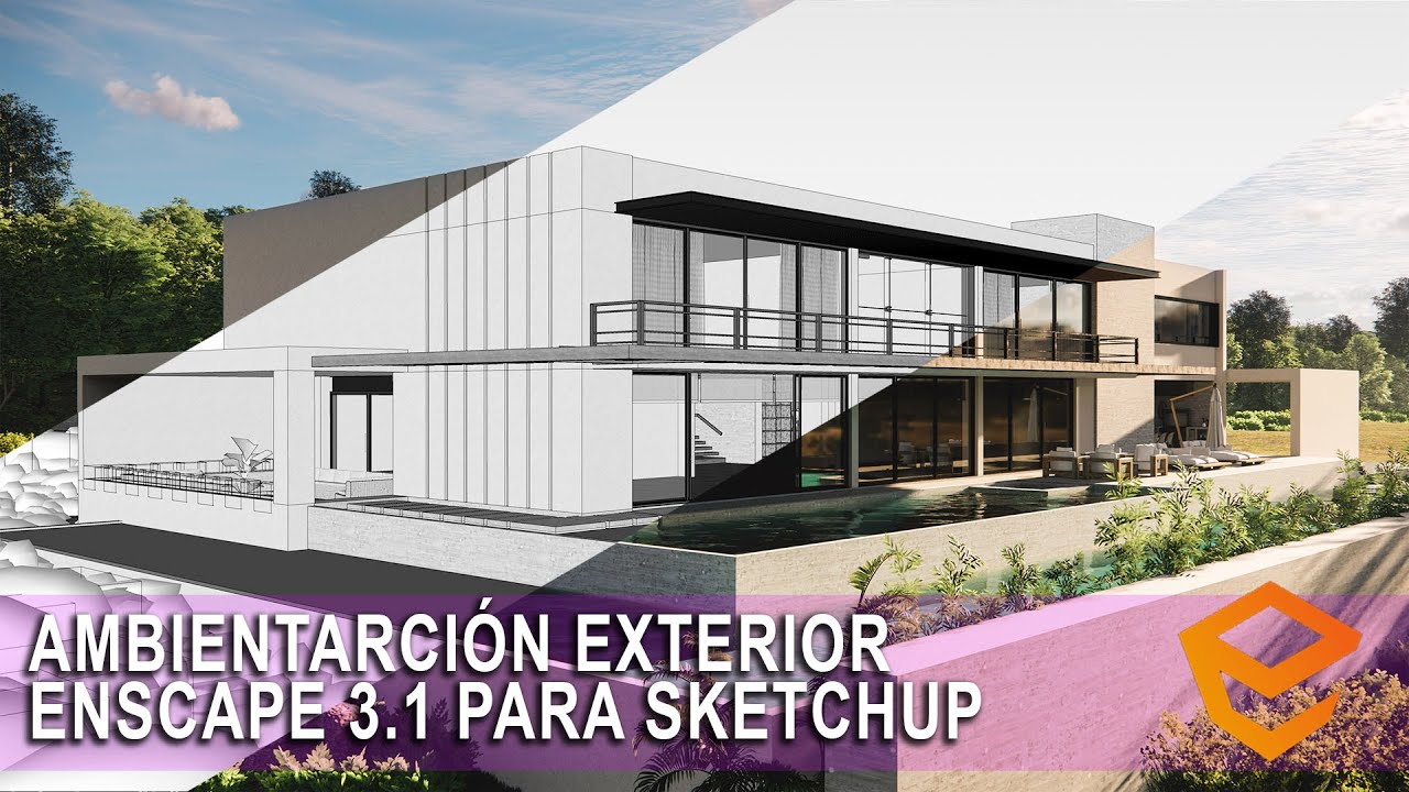 AMBIENTAR RENDER EXTERIOR ENSCAPE 3.1 PARA SKETCHUP 2021