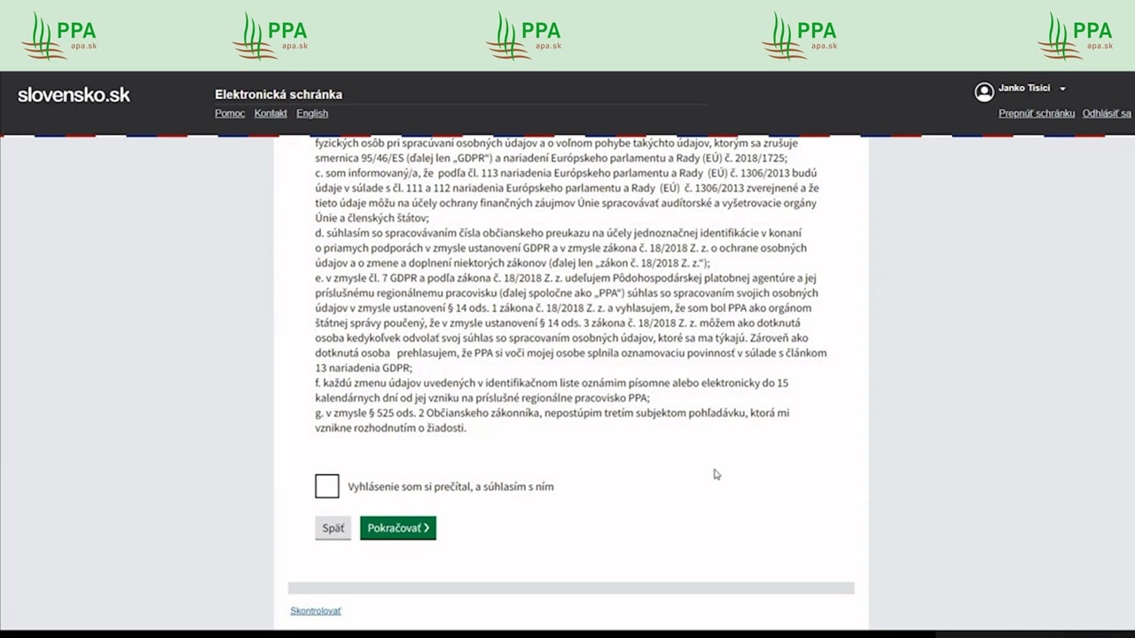 Video návod na podávanie identifikačného listu a jednotnej žiadosti o priame podpory