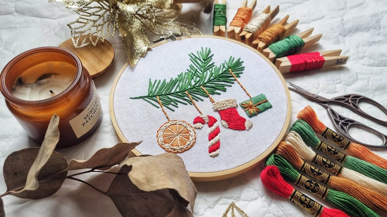 Christmas greens embroidery pattern | Christmas embroidery | Hand embroidery for beginners