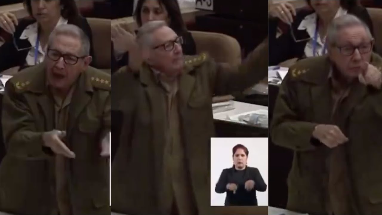 Momento en el que el dictador cubano Raúl Castro interrumpe a gritos en la Asamblea Nacional