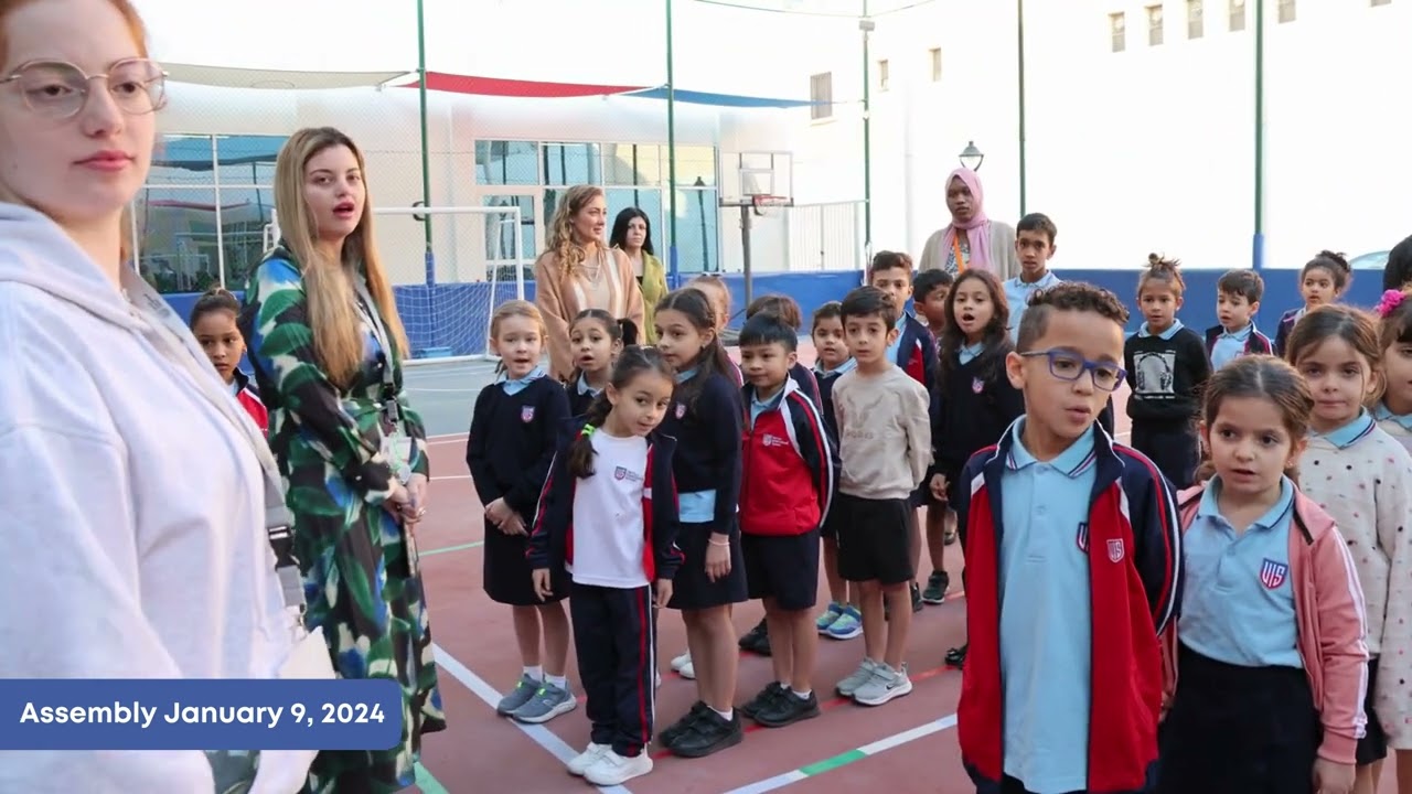 Assembly at Vernus International School on January 9, 2024 - Reciting UAE National Anthem