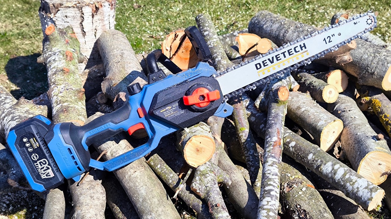 Аккумуляторная цепная пила DEVETECH CHS-12 Нарезал кучку дров для баньки