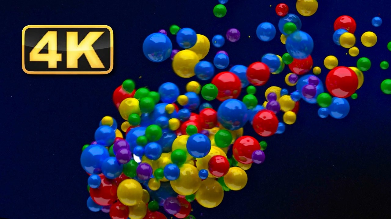 4K Abstract Swarm of Colored Balls with Relaxing Music! 1 Hour Calming Video for Relaxing