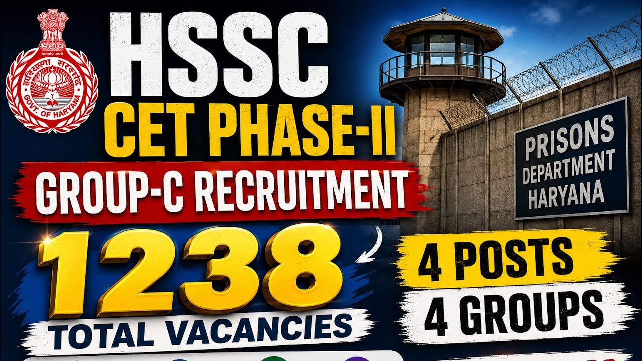 HSSC CET Phase-2 Group C Recruitment 2026 1238 Prison Warder & Assistant Superintendent Vacancy 