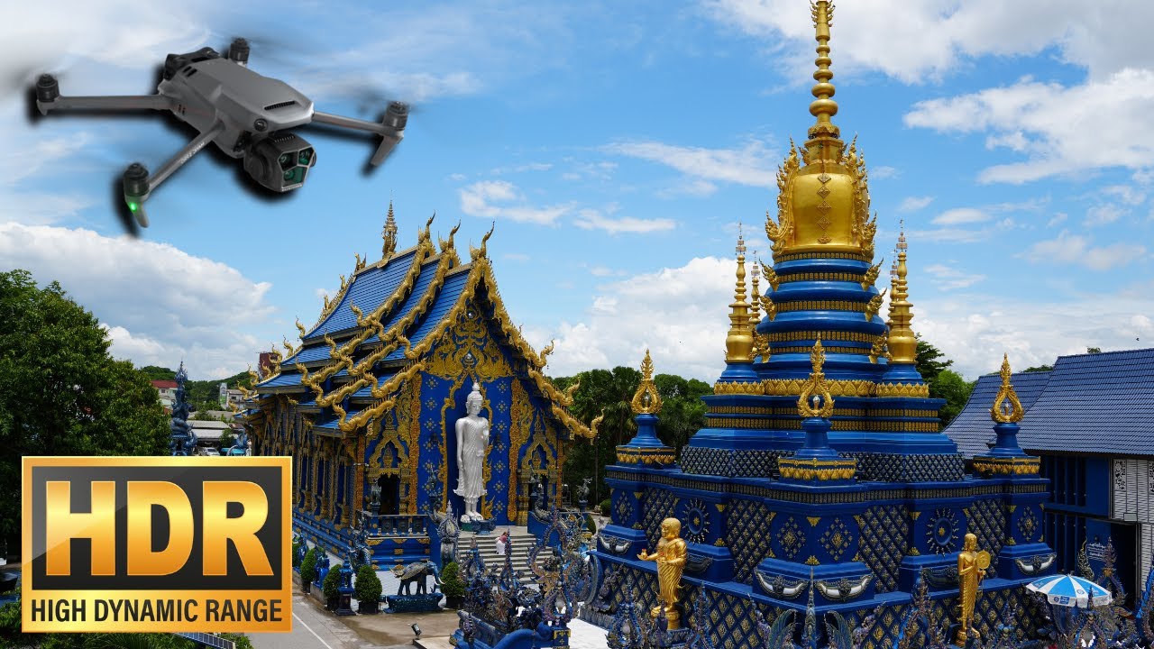 Chiang Rai Blue Temple - Drone Footage -  Wat Rong Suea Ten - 2025 - HDR