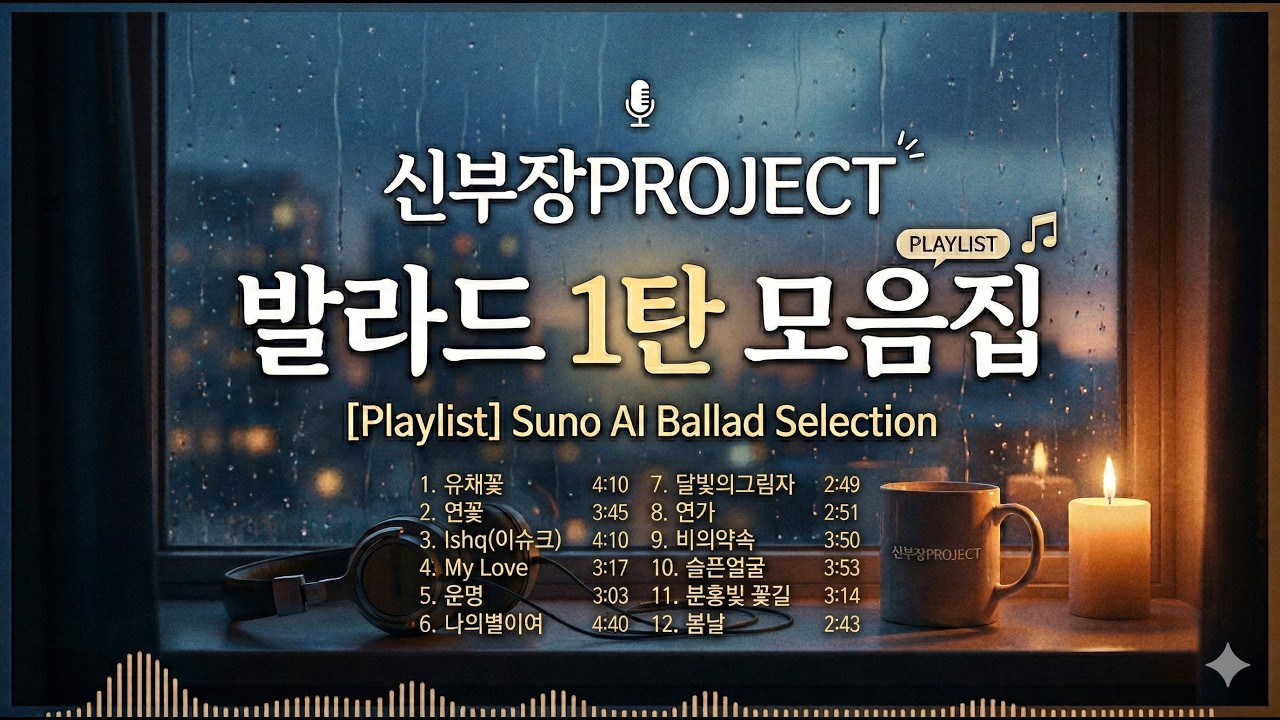 [Playlist] 비 오는 날 창가에서, 카페에서 듣기 좋은 감성 AI 발라드 12곡 모음집 (신부장PROJECT 발라드 1탄)
