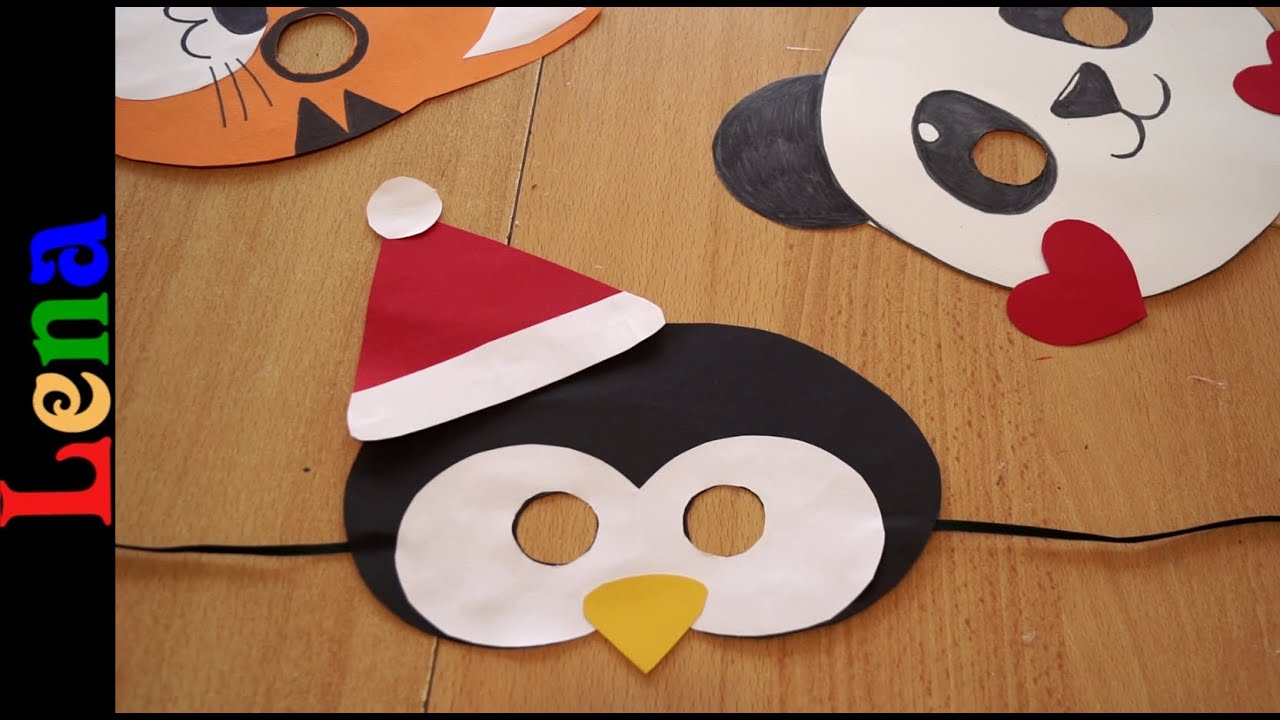 Pinguin Maske basteln mit Lena 🐧Pinguin zeichnen 🐧 Paper Penguin face Mask 🐧маска пингвина из бумаги