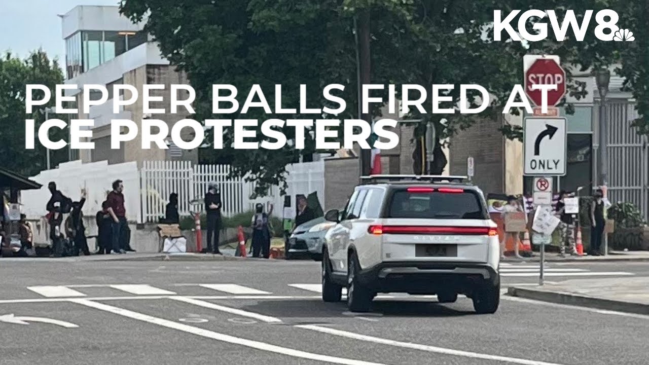 Video shows agents firing pepper balls at protesters outside Portland ICE facility
