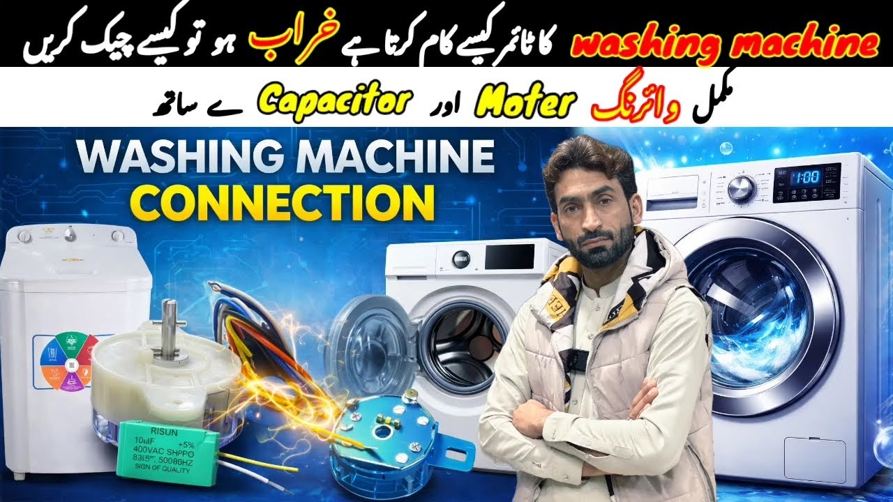 How To Work Washing Machine Timer HowTo Know if it'sBad And Complete  Wiring With Capacitor AndMoter