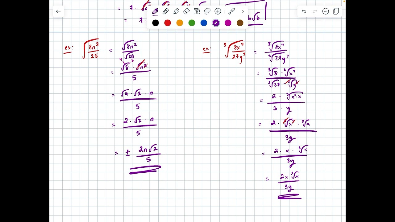 Algebra I Unit 6.7: Using Properties of Radicals (II)