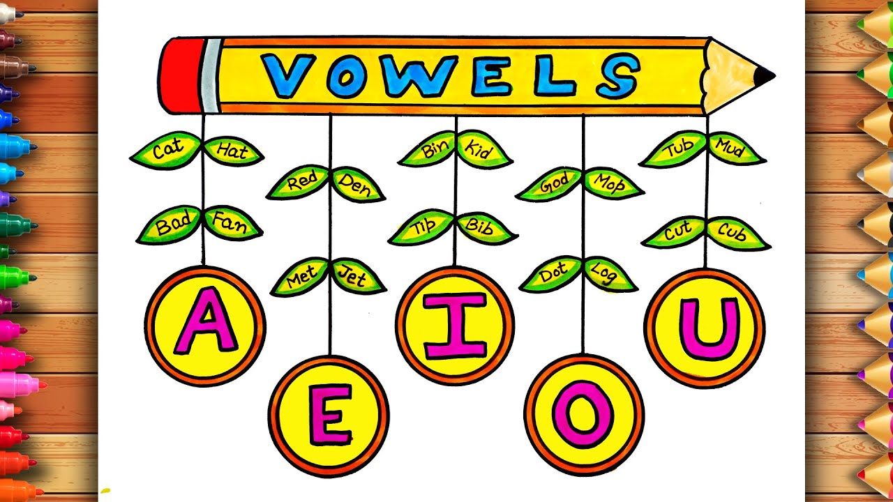 Vowels Chart | Vowels Project | School Activity | School Project | Vowels Drawing  | Vowels TLM