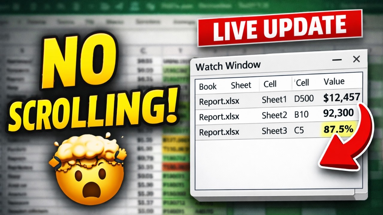 Excel Watch Window Trick — Monitor Important Cells Without Scrolling!