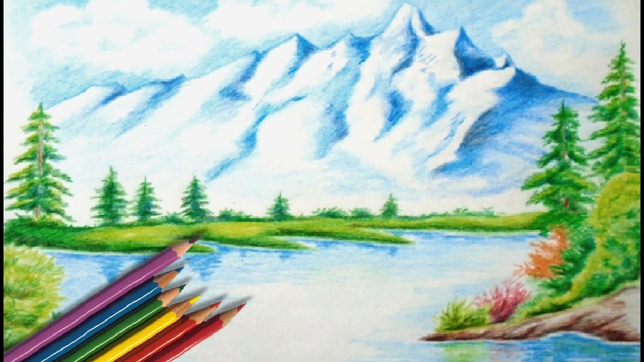 Dibujar un Paisaje facil con Lapices de Color