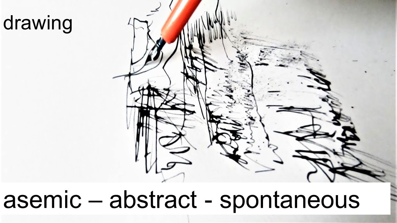 Asemic writing / Ink landscape drawing / Abstract calligraphy