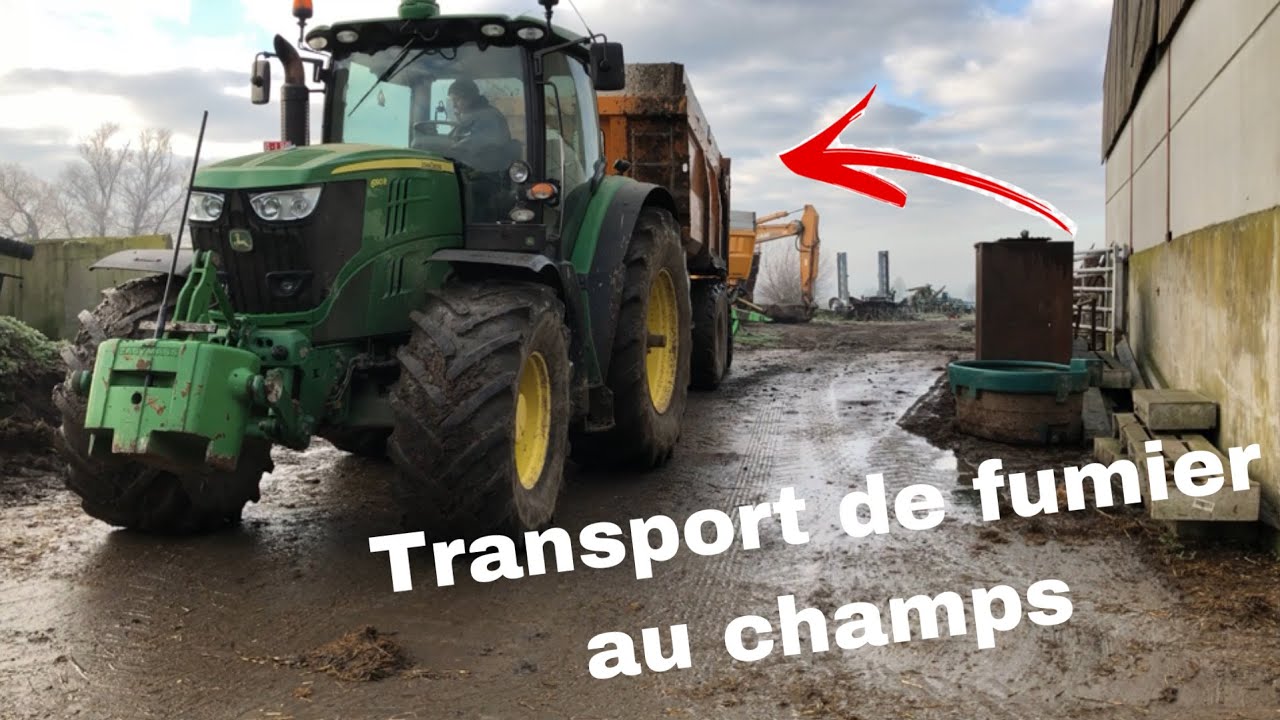 Transport de fumier !!! / John Deere 6190r / Benne Dangreville 3 essieux