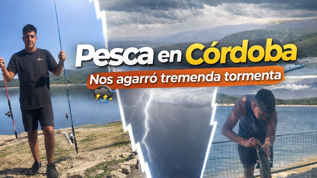 Pesca en Córdoba//dique la viña//tormenta eléctrica//granizos
