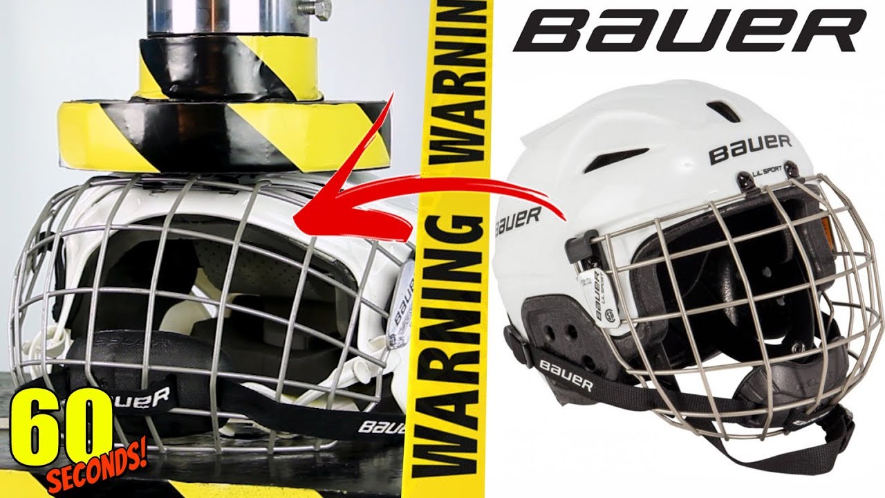 60 SECONDS Experiment - HYDRAULIC PRESS VS Hockey Helmet Bauer Lil Sport | CRASH TEST