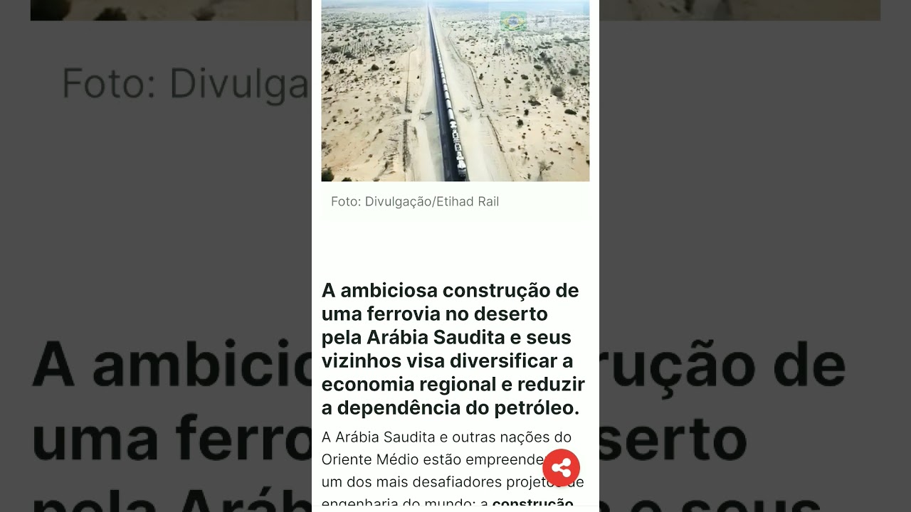 Como &eacute; a AMBICIOSA CONSTRU&Ccedil;&Atilde;O de ferrovia no deserto pela AR&Aacute;BIA SAUDITA?#economia#ferrovia #shorts