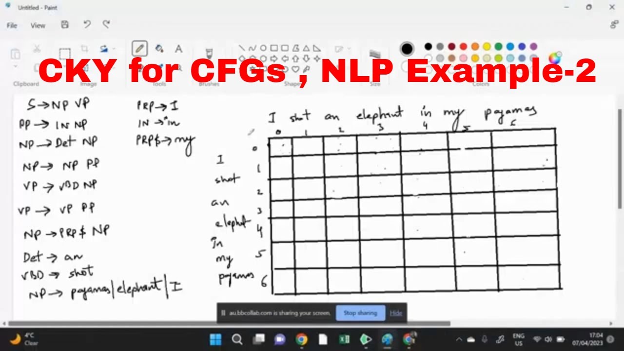 CKY Parsing Example 2