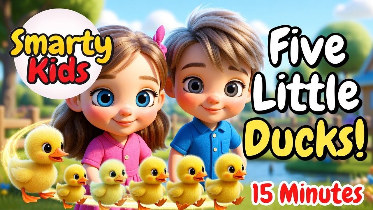 🦆 Five Little Ducks | 15 Minute Nursery Rhyme Song | Smarty Kids