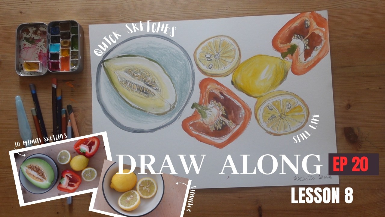 DRAW ALONG Part 2 & SKETCHBOOK TOUR of my Drawings - 3min, 5min, 7min & 10min Timed Sketches - Ep 20