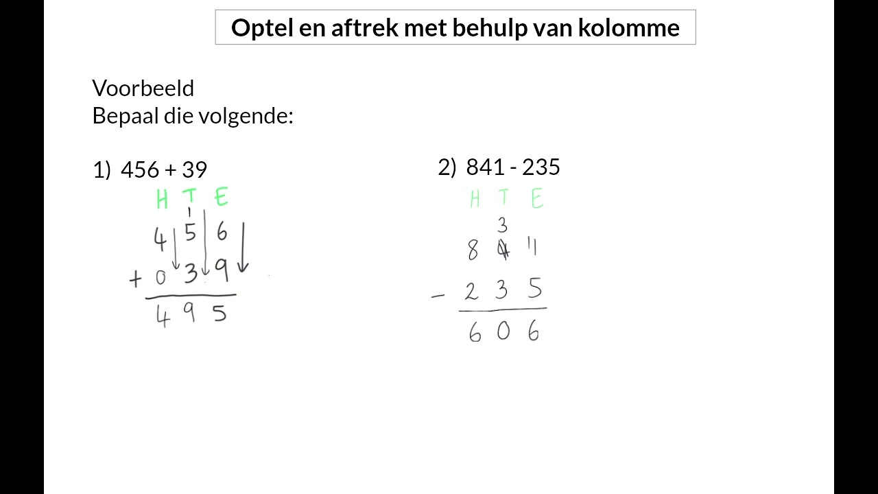 03 Optel, aftrek en vermenigvuldig met kolomme