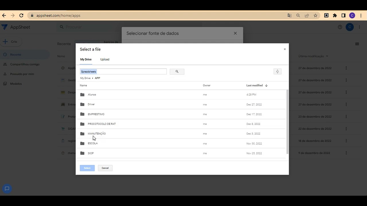 App Cadastro de Alunos em AppSheet - Parte 01