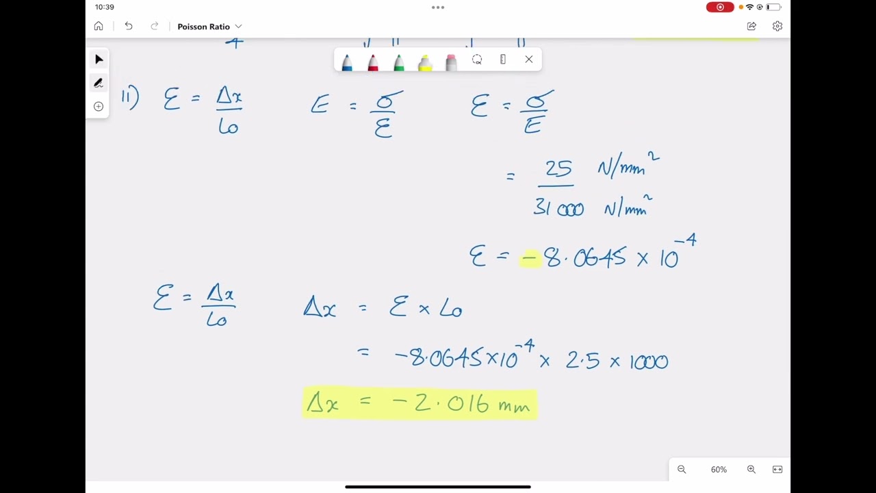How to use Poisson's Ratio in simple Stress & Strain Calculations - Example 1