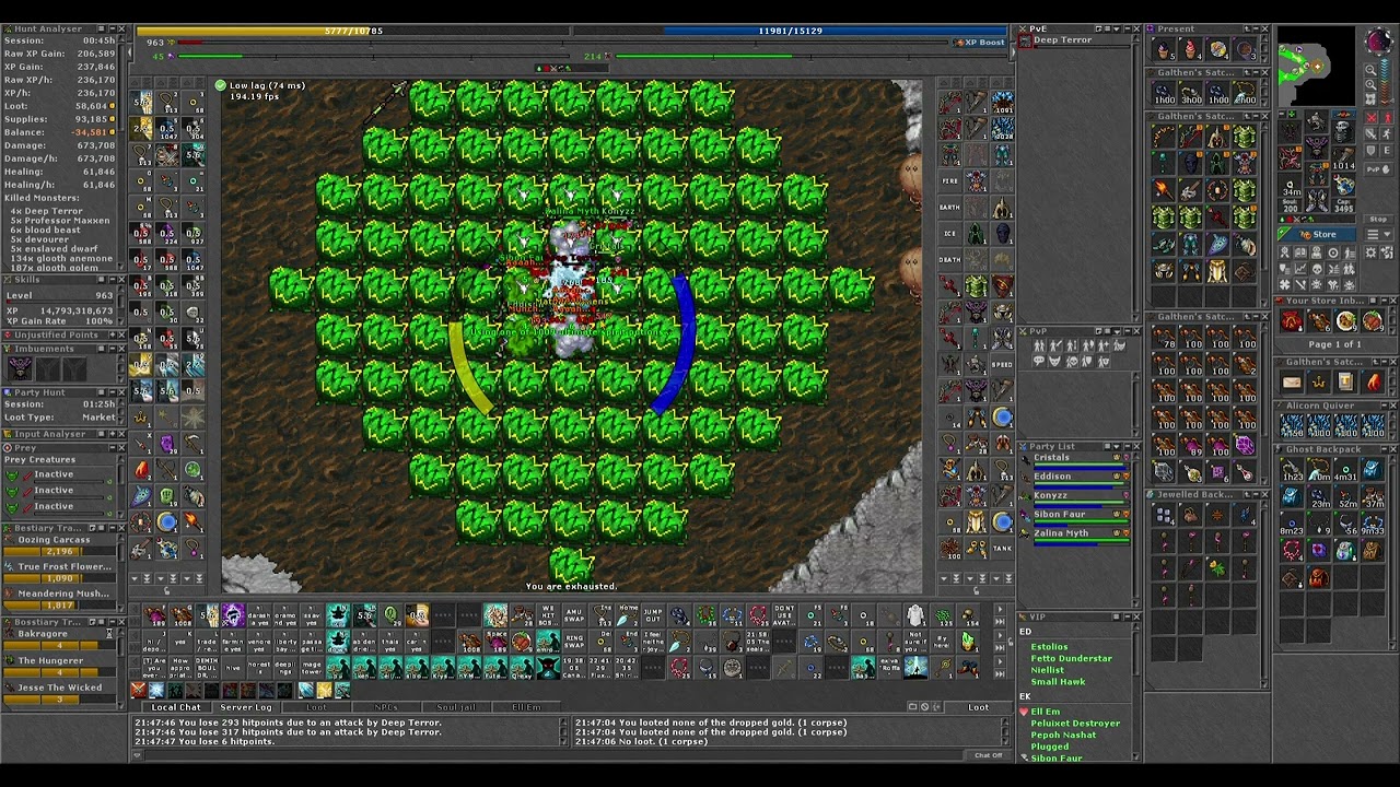 Tibia Bosstiary: Deep Terror and Professor Maxxen @ 6 kills each boss per hour