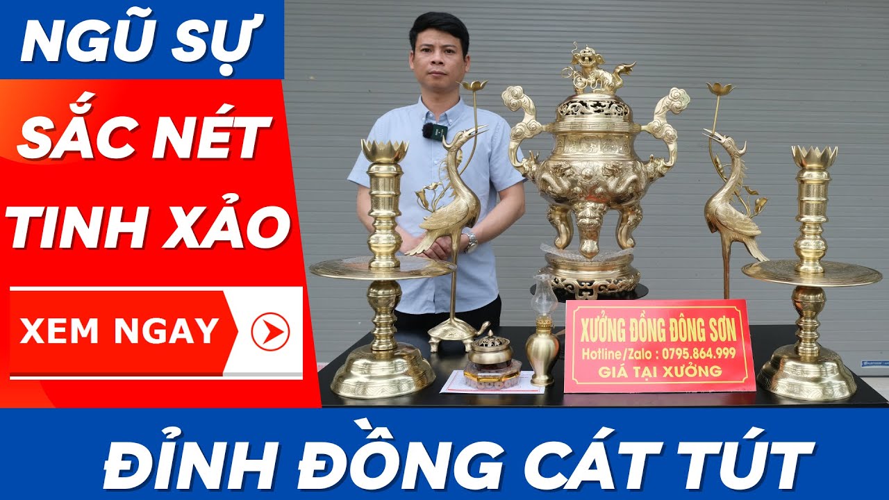 Bộ Đỉnh Đồng Ngũ Sự Bằng Đồng Cát Tút Cao Cấp Nhất Thị Trường | Xưởng Đồng Đông Sơn