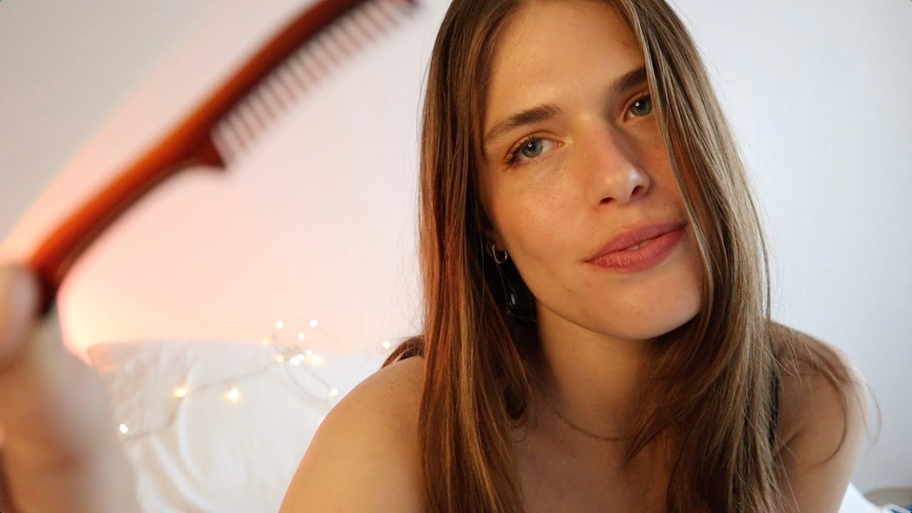 ASMR | Brushing your baby hairs with a baby comb (whisper, rain sounds, role play)