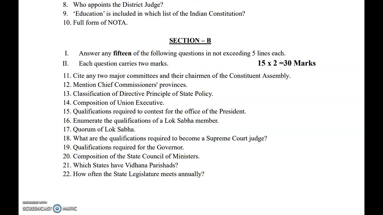 AP Inter 2nd Year Civics Model Question Paper 2027 | BIEAP IPE 2027 Latest Model Paper