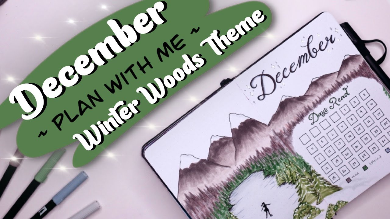 WINTER WOODS themed BULLET JOURNAL - Plan With Me December 2022 Reading Bullet Journal